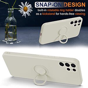 Θήκη Samsung Galaxy S23 Ultra OEM Ultra Thin Matte Premium Πλάτη με ημίσκληρο TPU και δαχτυλίδι στήριξης λευκό - Image 4