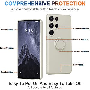 Θήκη Samsung Galaxy S23 Ultra OEM Ultra Thin Matte Premium Πλάτη με ημίσκληρο TPU και δαχτυλίδι στήριξης λευκό - Image 5