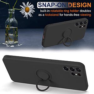 Θήκη Samsung Galaxy S23 Ultra OEM Ultra Thin Matte Premium Πλάτη με ημίσκληρο TPU και δαχτυλίδι στήριξης μαύρο - Image 3