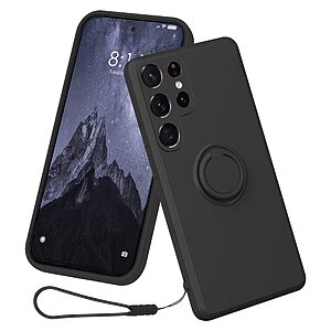 Θήκη Samsung Galaxy S23 Ultra OEM Ultra Thin Matte Premium Πλάτη με ημίσκληρο TPU και δαχτυλίδι στήριξης μαύρο