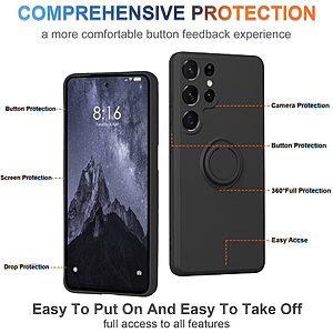 Θήκη Samsung Galaxy S23 Ultra OEM Ultra Thin Matte Premium Πλάτη με ημίσκληρο TPU και δαχτυλίδι στήριξης μαύρο - Image 5