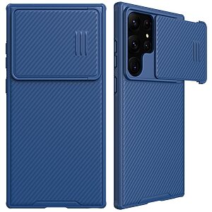 Θήκη Samsung Galaxy S23 Ultra NiLLkin Camshield S Series Πλάτη με προστασία για την κάμερα από σκλήρό Premium TPU μπλε