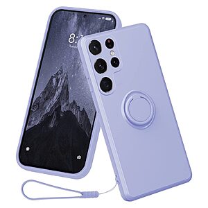 Θήκη Samsung Galaxy S23 Ultra OEM Ultra Thin Matte Premium Πλάτη με ημίσκληρο TPU και δαχτυλίδι στήριξης μωβ