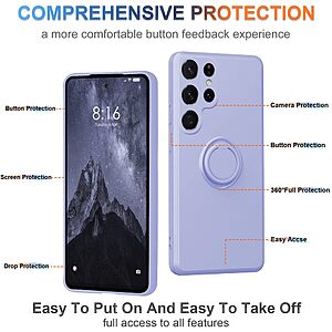 Θήκη Samsung Galaxy S23 Ultra OEM Ultra Thin Matte Premium Πλάτη με ημίσκληρο TPU και δαχτυλίδι στήριξης μωβ - Image 5