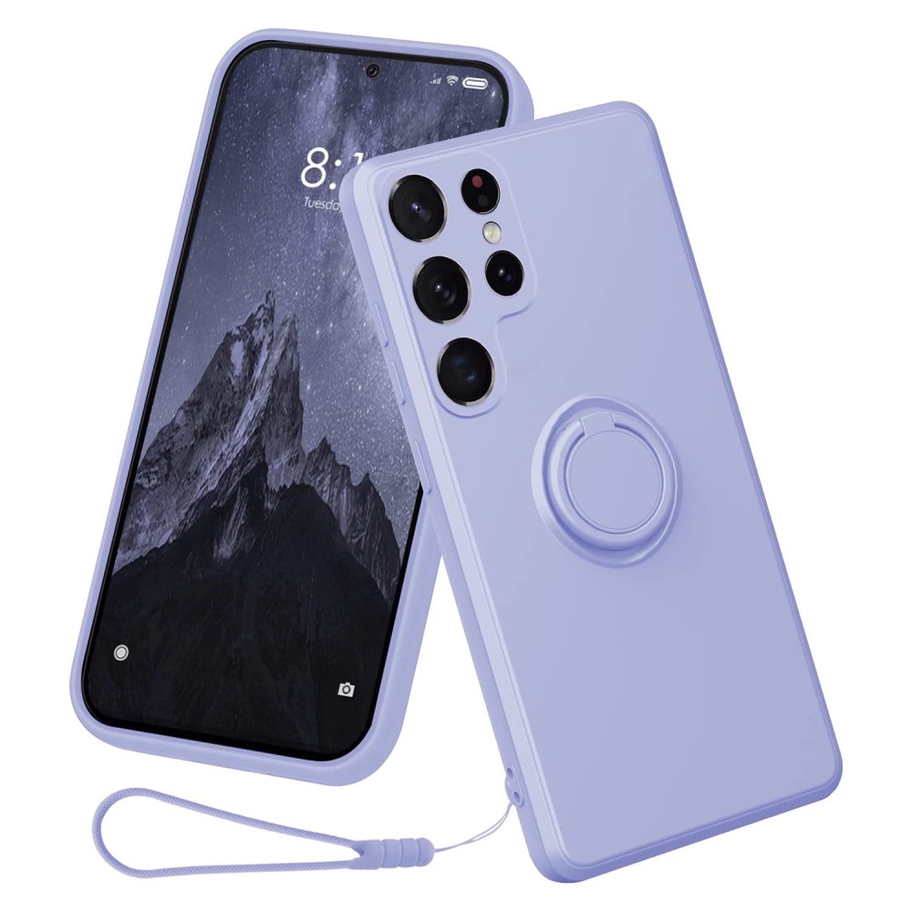 Θήκη Samsung Galaxy S23 Ultra OEM Ultra Thin Matte Premium Πλάτη με ημίσκληρο TPU και δαχτυλίδι στήριξης μωβ
