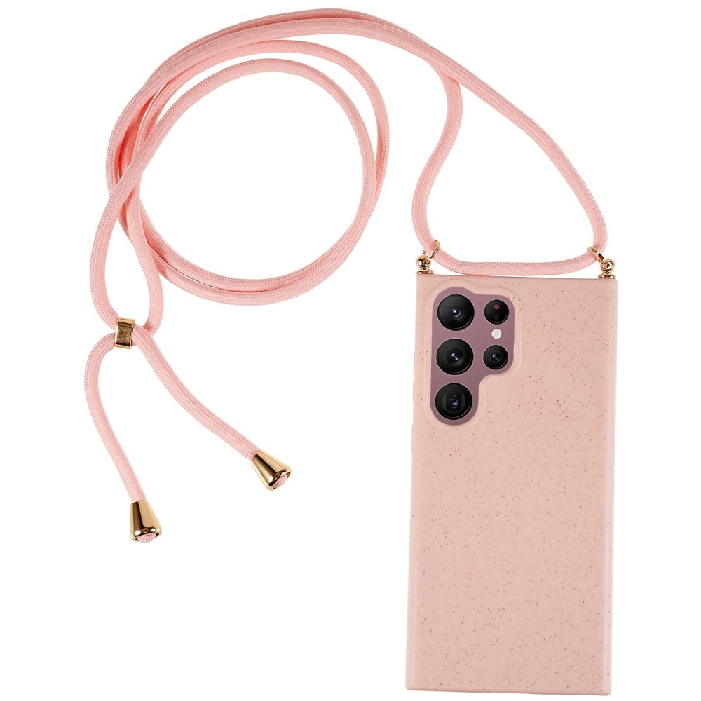 Θήκη Samsung Galaxy S23 Ultra OEM Soft Silicone Sockproof πλάτη με κορδόνι από αντικραδασμικό TPU ροζ