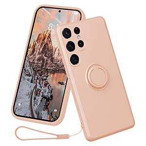 Θήκη Samsung Galaxy S23 Ultra OEM Ultra Thin Matte Premium Πλάτη με ημίσκληρο TPU και δαχτυλίδι στήριξης ροζ