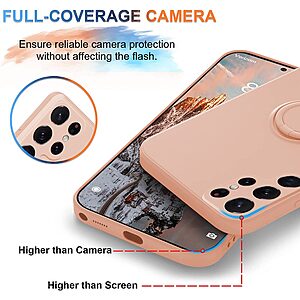 Θήκη Samsung Galaxy S23 Ultra OEM Ultra Thin Matte Premium Πλάτη με ημίσκληρο TPU και δαχτυλίδι στήριξης ροζ - Image 5