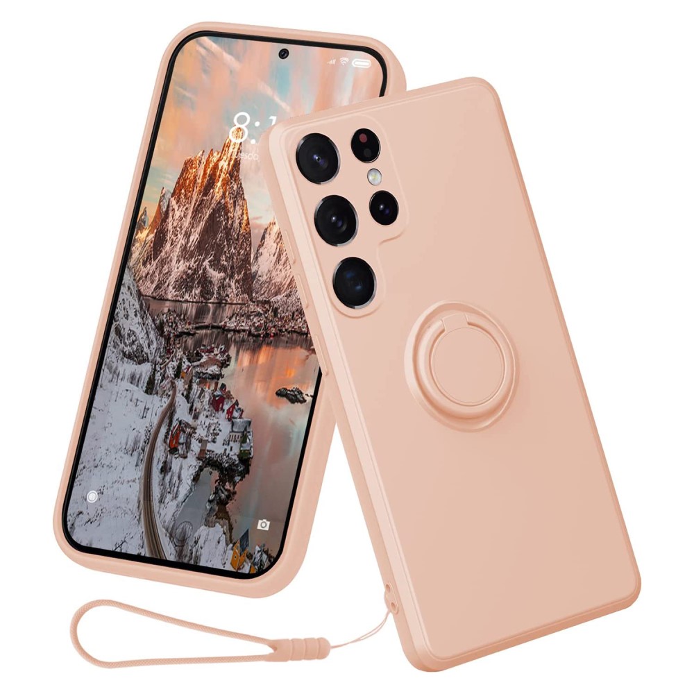 Θήκη Samsung Galaxy S23 Ultra OEM Ultra Thin Matte Premium Πλάτη με ημίσκληρο TPU και δαχτυλίδι στήριξης ροζ