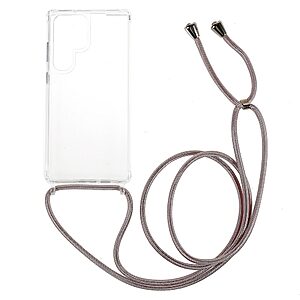 Θήκη Samsung Galaxy S23 Ultra Mad Mask Hybrid Sockproof Transparent V3 πλάτη με κορδόνι από αντικραδασμικό TPU ροζ χρυσό