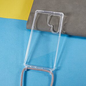 Θήκη Samsung Galaxy S23 Ultra Mad Mask Hybrid Sockproof Transparent V3 πλάτη με κορδόνι από αντικραδασμικό TPU ροζ χρυσό - Image 4