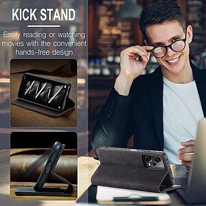 Θήκη Xiaomi Redmi Note 12 5G / Poco X5 5G CaseMe 013 Series Πορτοφόλι με βάση στήριξης, υποδοχές καρτών και μαγνητικό κούμπωμα από συνθετικό δέρμα και TPU μαύρο - Image 5