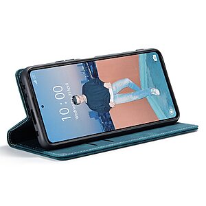 Θήκη Xiaomi Redmi Note 12 5G / Poco X5 5G CaseMe 013 Series Πορτοφόλι με βάση στήριξης, υποδοχές καρτών και μαγνητικό κούμπωμα από συνθετικό δέρμα και TPU μπλε - Image 3