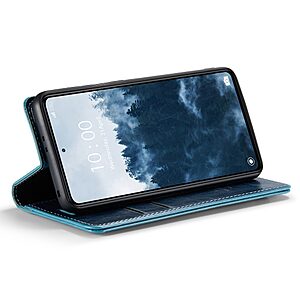 Θήκη Xiaomi Redmi Note 12 5G / Poco X5 5G CaseMe 003 Series Πορτοφόλι με βάση στήριξης, υποδοχές καρτών και μαγνητικό κούμπωμα από συνθετικό δέρμα και TPU μπλε - Image 3