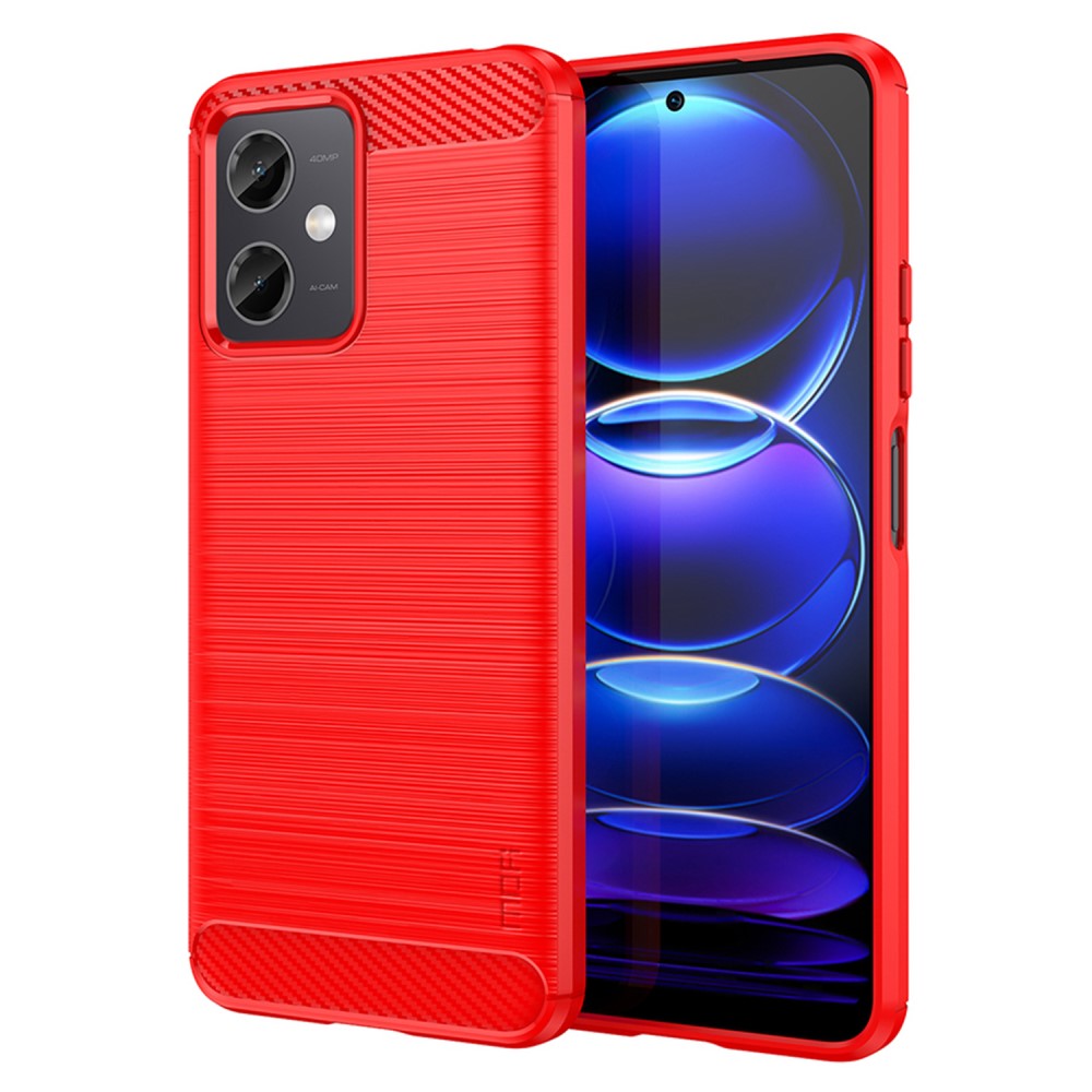 Θήκη Xiaomi Poco X5 5G MOFI Brushed V2 TPU Carbon Πλάτη κόκκινο