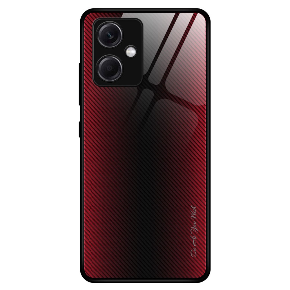 Θήκη Xiaomi Poco X5 5G OEM σχέδιο carbon με πλάτη από Tempered Glass και εσωτερικό TPU κόκκινο