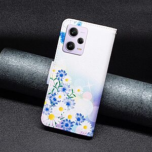 Θήκη Xiaomi Redmi Note 12 Pro 5G / Poco X5 Pro 5G OEM Blue Butterfly & Flowers με βάση στήριξης, υποδοχές καρτών και μαγνητικό κούμπωμα Flip Wallet από συνθετικό δέρμα και TPU - Image 4
