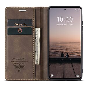 υποδοχές καρτών και μαγνητικό κούμπωμα από συνθετικό δέρμα και TPU καφέ σκούρο