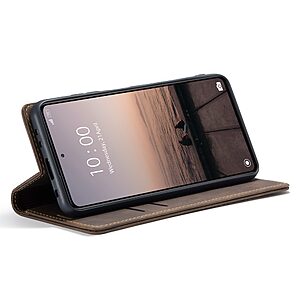 Θήκη Xiaomi Redmi Note 12 Pro 5G / Poco X5 Pro 5G CaseMe 013 Series Πορτοφόλι με βάση στήριξης, υποδοχές καρτών και μαγνητικό κούμπωμα από συνθετικό δέρμα και TPU καφέ σκούρο - Image 3