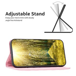 Θήκη Xiaomi Redmi Note 12 Pro 5G / Poco X5 Pro 5G BINFEN COLOR Rhombus Pattern Series με βάση στήριξης, υποδοχές καρτών και μαγνητικό κούμπωμα ροζ - Image 3