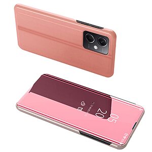 Θήκη Xiaomi Poco X5 Pro 5G OEM Mirror Surface View Stand Case Cover Flip Window ροζ
