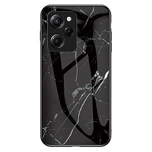 Θήκη Xiaomi Poco X5 Pro 5G OEM σχέδιο Marble με Πλάτη Tempered Glass TPU μαύρο