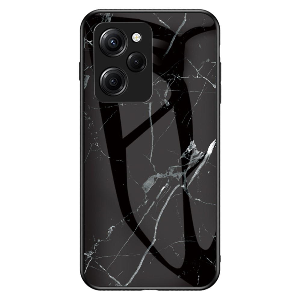 Θήκη Xiaomi Poco X5 Pro 5G OEM σχέδιο Marble με Πλάτη Tempered Glass TPU μαύρο