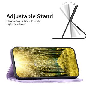 Θήκη Xiaomi Redmi 12C BINFEN COLOR Rhombus Pattern Series με βάση στήριξης, υποδοχές καρτών και μαγνητικό κούμπωμα μωβ - Image 3