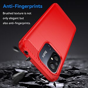 Θήκη Xiaomi Redmi 12C Mad Mask Brushed TPU Carbon Πλάτη κόκκινο - Image 3