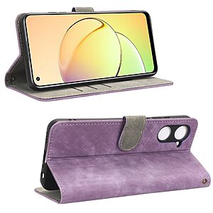 Θήκη Realme 10 Mad Mask RFID Blocking Προστασία Ασύρματης Ανάγνωσης Καρτών Leather με βάση στήριξης, υποδοχές καρτών και μαγνητικό κούμπωμα μωβ - Image 3