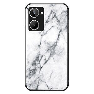 Θήκη Realme 10 OEM σχέδιο Marble με Πλάτη Tempered Glass TPU λευκό