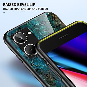 Θήκη Realme 10 OEM σχέδιο Marble με Πλάτη Tempered Glass TPU μαύρο - Image 4
