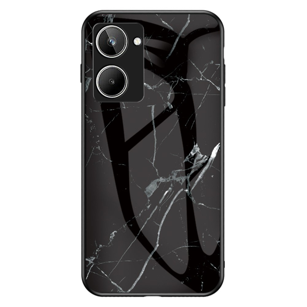 Θήκη Realme 10 OEM σχέδιο Marble με Πλάτη Tempered Glass TPU μαύρο Θήκη Realme 10 OEM σχέδιο Marble με Πλάτη Tempered Glass TPU μαύρο