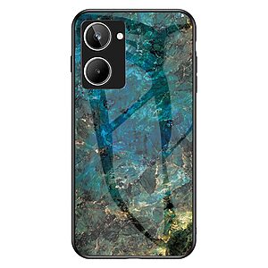 Θήκη Realme 10 OEM σχέδιο Marble με Πλάτη Tempered Glass TPU σμαραγδί