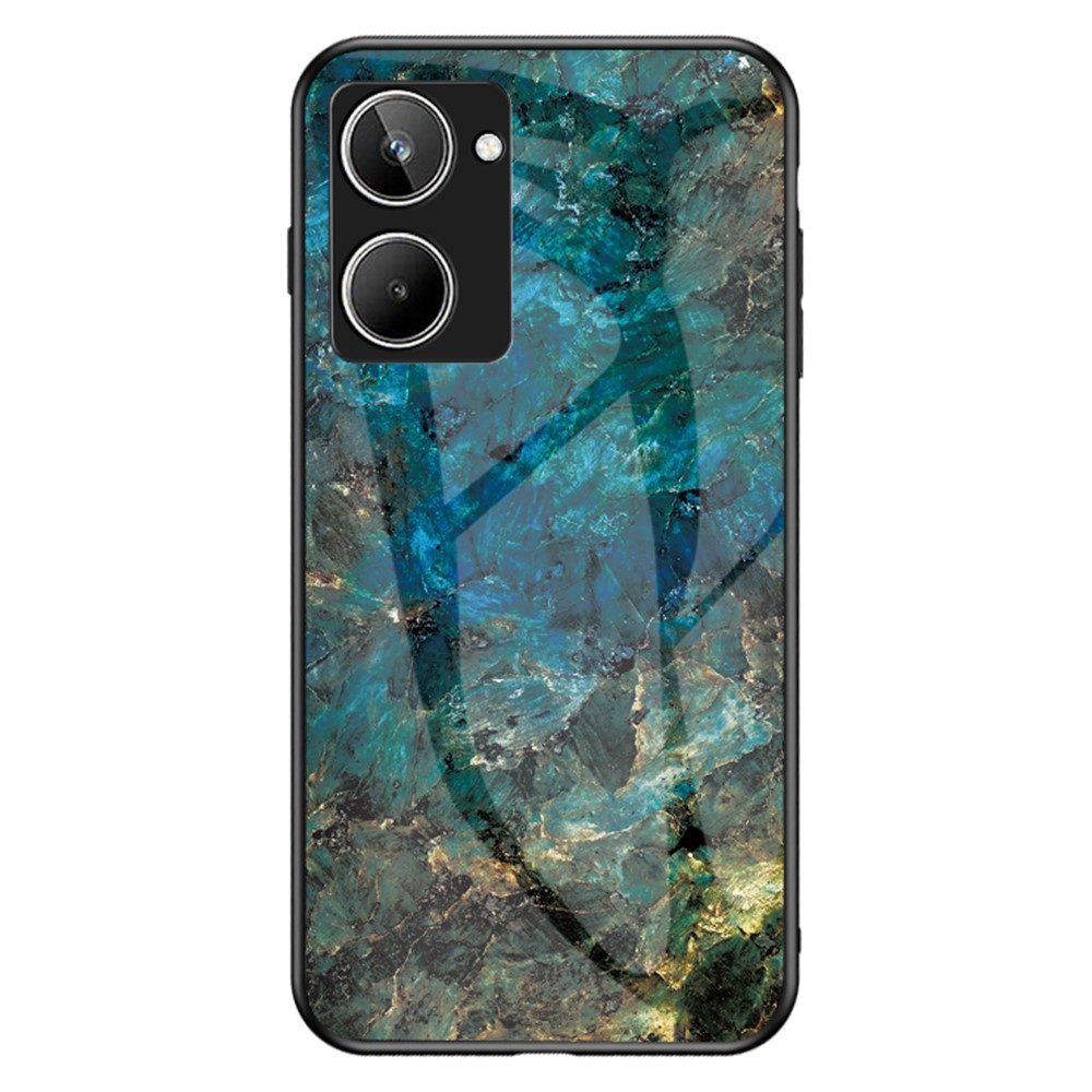 Θήκη Realme 10 OEM σχέδιο Marble με Πλάτη Tempered Glass TPU σμαραγδί