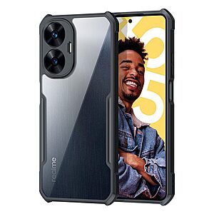 Θήκη Realme C55 XUNDD Hybrid Sockproof Transparent πλάτη από αντικραδασμικό TPU μαύρο