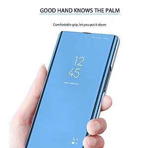 Θήκη Samsung Galaxy A14 4G / 5G Mad Mask Mirror Surface Series Flip Window δερματίνη μπλε - Image 4