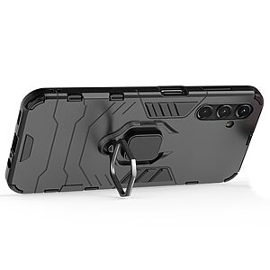 Θήκη Samsung Galaxy A14 4G / 5G Mad Mask Πλάτη Thin Armor με Μαγνητικό δαχτυλίδι και Βάση στήριξης TPU μαύρο - Image 2