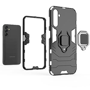 Θήκη Samsung Galaxy A14 4G / 5G Mad Mask Πλάτη Thin Armor με Μαγνητικό δαχτυλίδι και Βάση στήριξης TPU μαύρο - Image 4