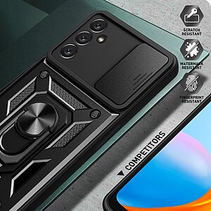 Θήκη Samsung Galaxy A14 4G / 5G Mad Mask Camshield Armor Guard Πλάτη με προστασία για την κάμερα, Kickstand και Βάση στήριξης από σκλήρό Premium TPU μαύρο - Image 4