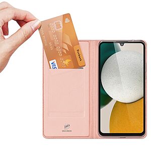 υποδοχή καρτών και μαγνητικό κούμπωμα Flip Wallet από συνθετικό δέρμα και TPU ροζ