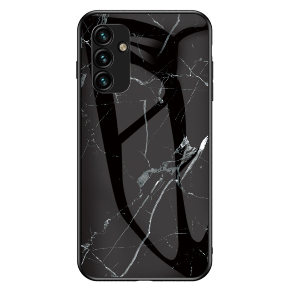 Θήκη Samsung Galaxy A34 5G OEM σχέδιο Marble με Πλάτη Tempered Glass TPU μαύρο