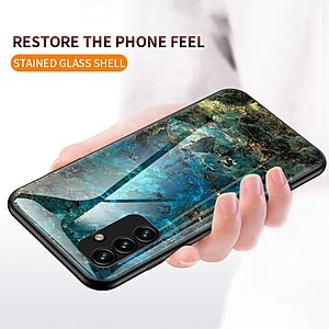 Θήκη Samsung Galaxy A34 5G OEM σχέδιο Marble με Πλάτη Tempered Glass TPU σμαραγδί - Image 3