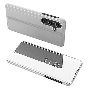 Θήκη Samsung Galaxy A54 5G Mad Mask Mirror Surface Series Flip Window δερματίνη ασημί