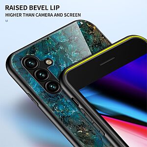 Θήκη Samsung Galaxy A54 5G OEM σχέδιο Marble με Πλάτη Tempered Glass TPU μαύρο - Image 4