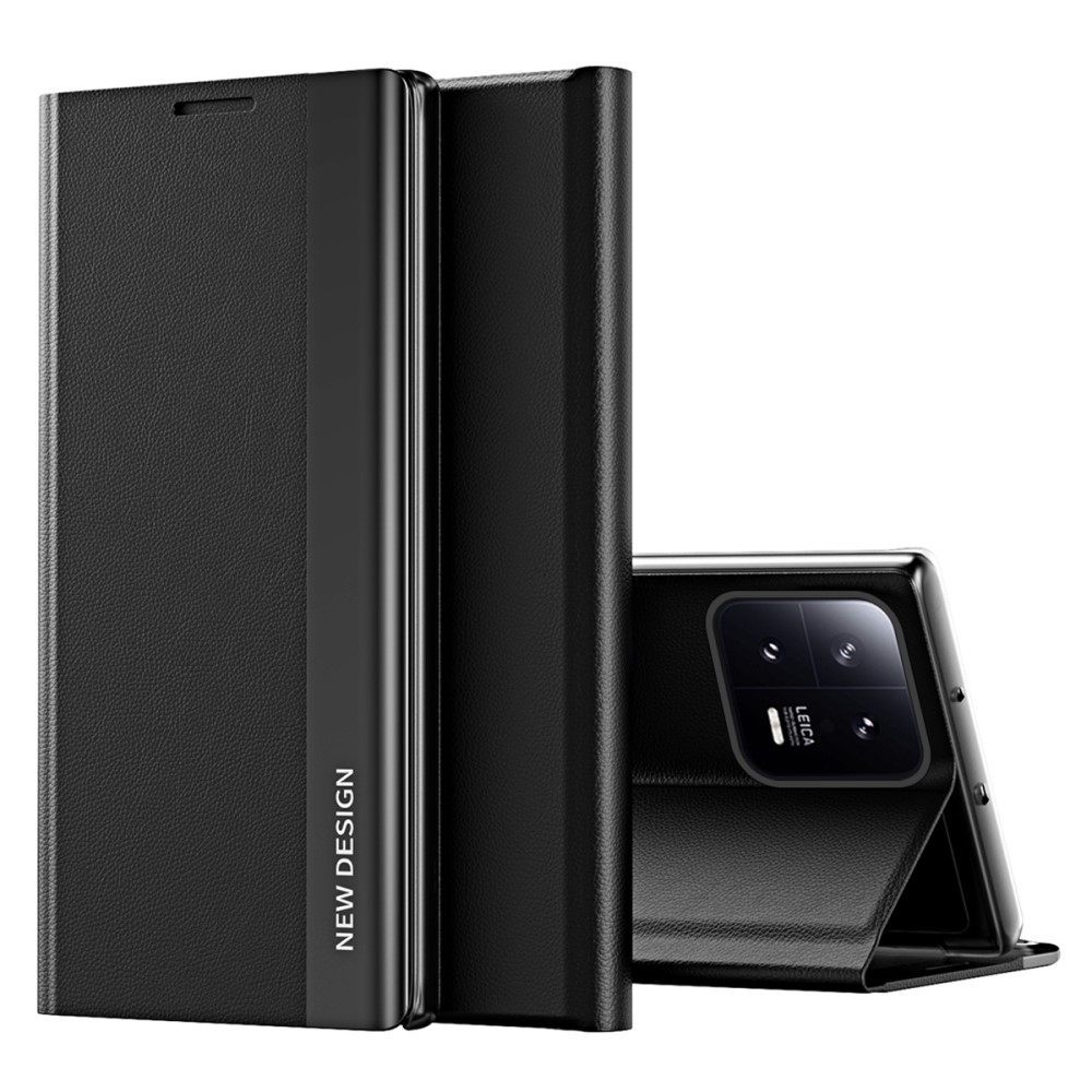 Θήκη Xiaomi 13 5G New Design Invisible Magnet Leather Stand Cover με μαγνητικό κούμπωμα από συνθετικό δέρμα μαύρο