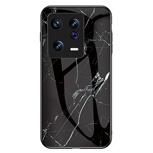 Θήκη Xiaomi 13 5G OEM σχέδιο Marble με Πλάτη Tempered Glass TPU μαύρο
