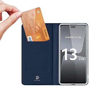 υποδοχή καρτών και μαγνητικό κούμπωμα Flip Wallet από συνθετικό δέρμα και TPU μπλε