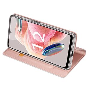 Θήκη Xiaomi Redmi Note 12 4G Dux Ducis Skin Pro Series με βάση στήριξης, υποδοχή καρτών και μαγνητικό κούμπωμα Flip Wallet από συνθετικό δέρμα και TPU ροζ - Image 3