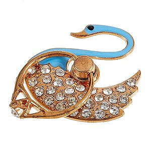 Δαχτυλίδι Κινητού με Λαμπερές Κρυστάλλινες Πέτρες και Σχέδιο Κύκνος - Γαλάζιο - Image 3